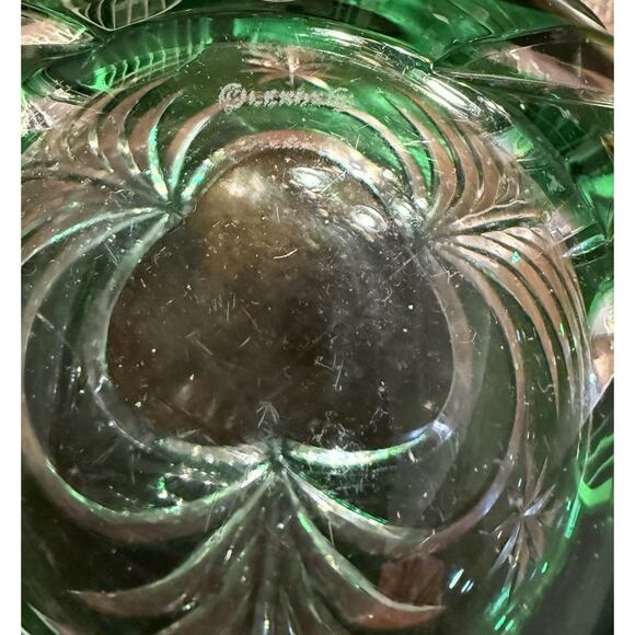 VINTAGE LENOX EMERALD GREEN CUT GLASS CRYSTAL BOWL - Picture 5 of 5